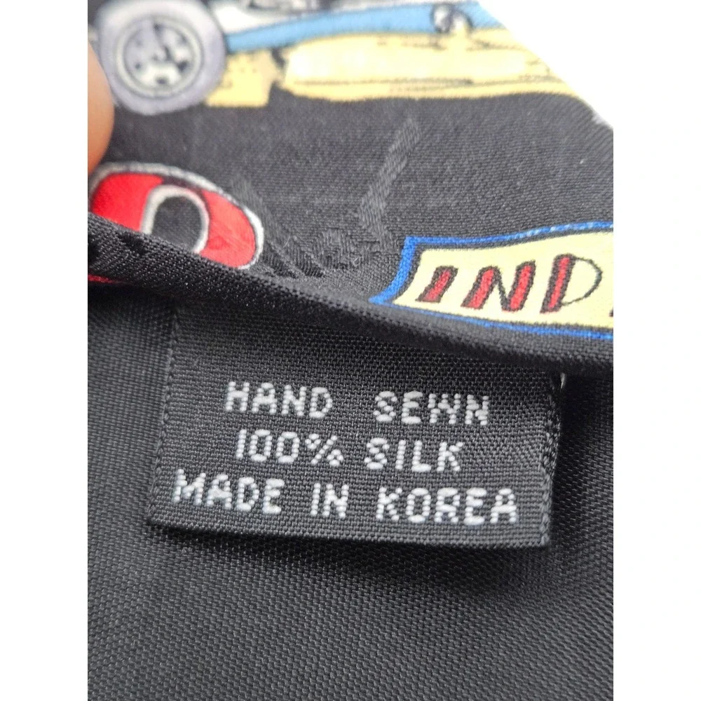 Vintage 1996 Nicole‎ Miller Silk Tie Indianapolis Indy Race Car Racing Black 4
